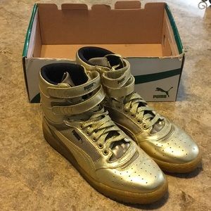 Puma Sky II HiTops Metallic Gold